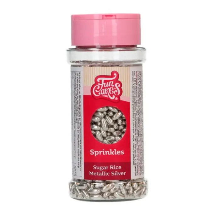 Arroz de azúcar plateado metalizado 80 g - Funcakes