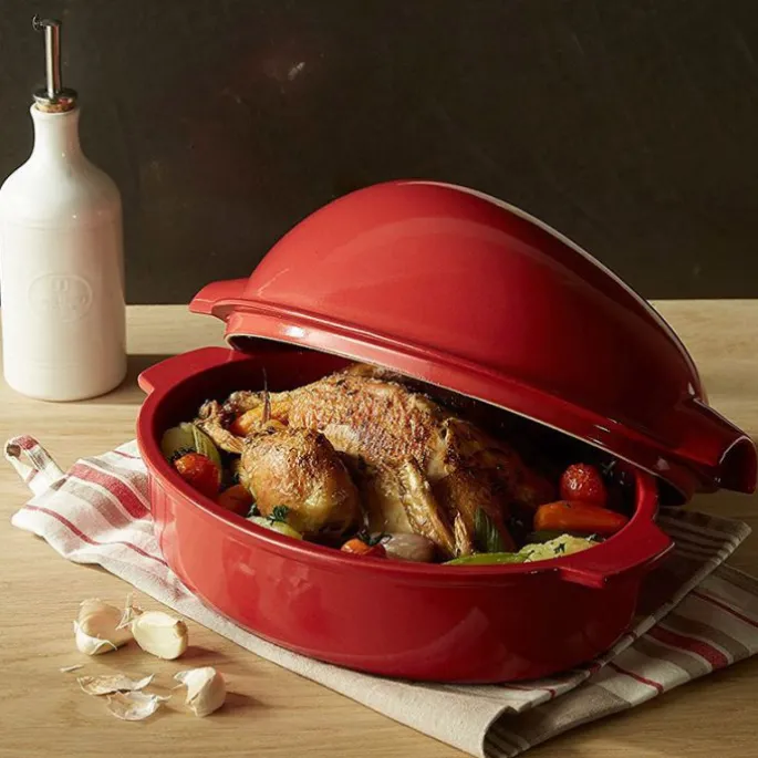 Asador de pollo para horno rojo 41 cm - Cerámica - Emile Henry