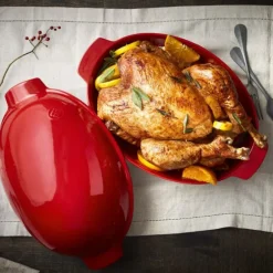 Asador de pollo para horno rojo 41 cm - Cerámica - Emile Henry
