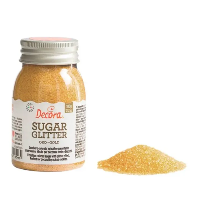 Azúcar brillante dorado 100 g - Decora
