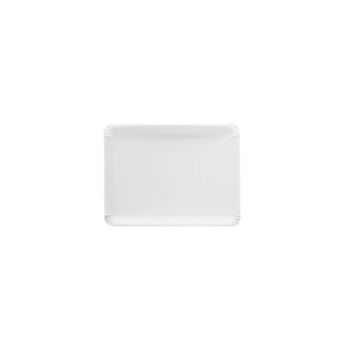 Bandeja de cartón estucada blanca 10,5 x 17,5 cm
