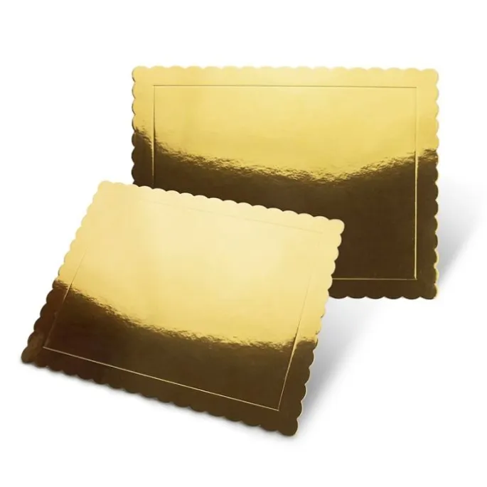 Bandeja rectangular ondulada dorada 40,5 x 30,5 cm