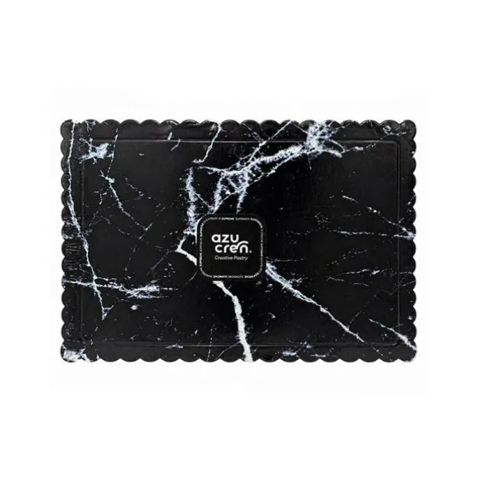 Bandeja rectangular ondulada mármol negro 30 x 25 cm