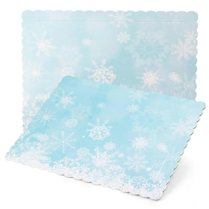 Bandeja rectangular ondulada copos de nieve 40 x 30 cm