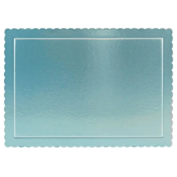 Bandeja rectangular ondulada azul bebé metalizada 35 x 25 cm - Pastry Colours