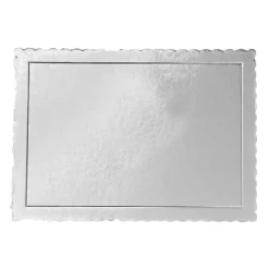 Bandeja rectangular ondulada plateada metalizada 35 x 25 cm