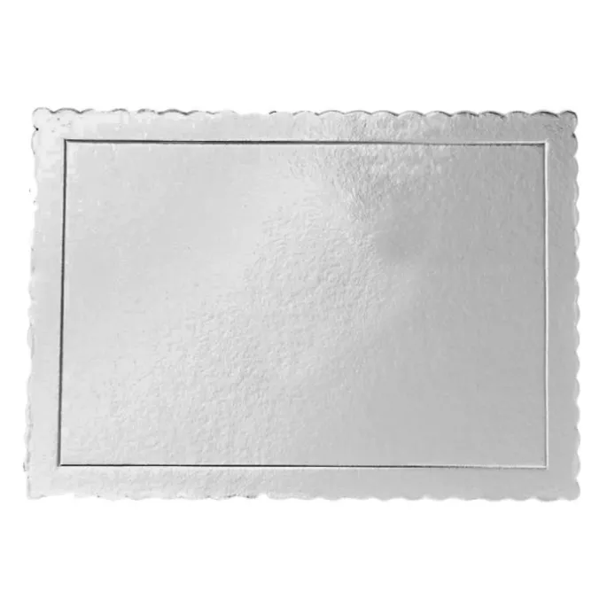 Bandeja rectangular ondulada plateada metalizada 35 x 25 cm