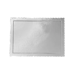 Bandeja rectangular ondulada plateada metalizada 30 x 25 cm