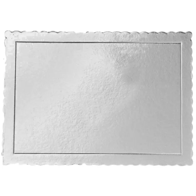 Bandeja rectangular ondulada plateada 40,5 x 30,5 cm