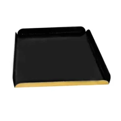 Base cuadrada negra y dorada con borde 24,8 x 24,8 cm