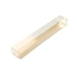 Base dorada para caja de plástico transparente para turrón 25,3 x 3,5 cm