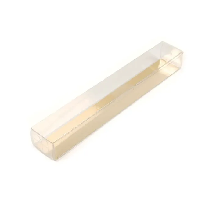 Base dorada para caja de plástico transparente para turrón 25,3 x 3,5 cm