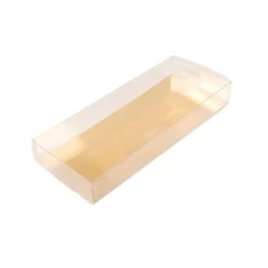Base dorada para caja de plástico transparente para turrón 19,7 x 8,3 cm