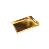 Base rectangular dorada con borde y asas 19 x 12 cm
