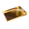 Base rectangular dorada con borde y asas 34 x 25 cm