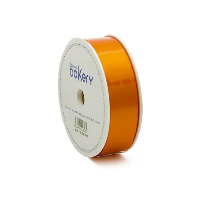 Bobina de 25 metros de cinta de raso doble naranja de 2,5 cm - Decora