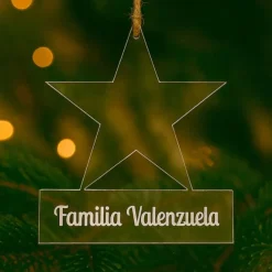 Bola personalizada grabada para árbol de Navidad - Texto Estrella
