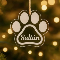 Bola personalizada grabada para árbol de Navidad - Huella de mascota