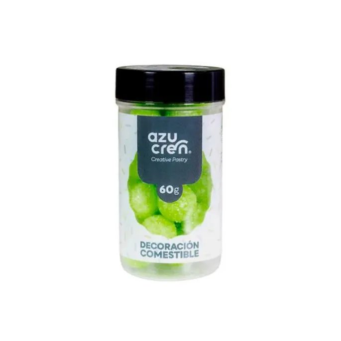 Bolas de azúcar con purpurina verde lima 60 g - Azucren