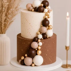 Bolas decorativas marrones, beige, blancas y doradas (32) - Azucren