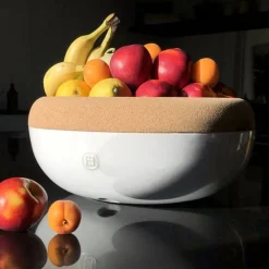 Bol frutero extra grande rojo con tapa de corcho 35 cm - Cerámica - Emile Henry