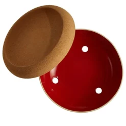 Bol frutero extra grande rojo con tapa de corcho 35 cm - Cerámica - Emile Henry