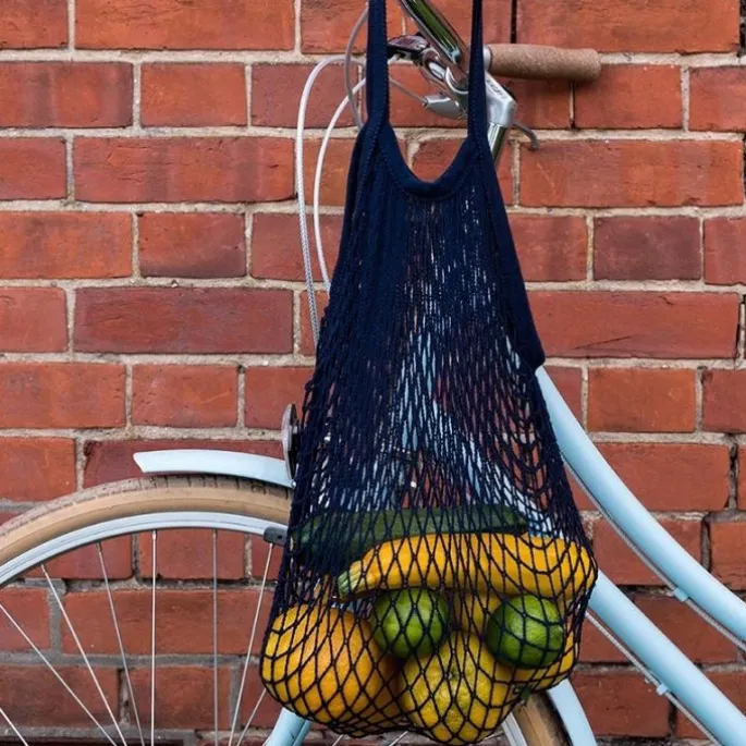 Bolsa para la compra de rejilla azul marino - Algodón orgánico - Rex London