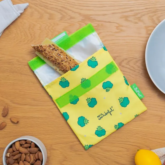 Bolsa reutilizable Brocoli Mr. Wonderful Snack'n'Go - Tela - Roll'eat