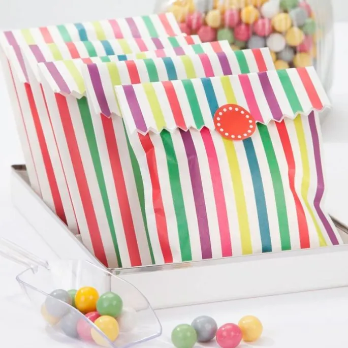 Bolsas de papel rayas multicolor (10) - Talking Tables