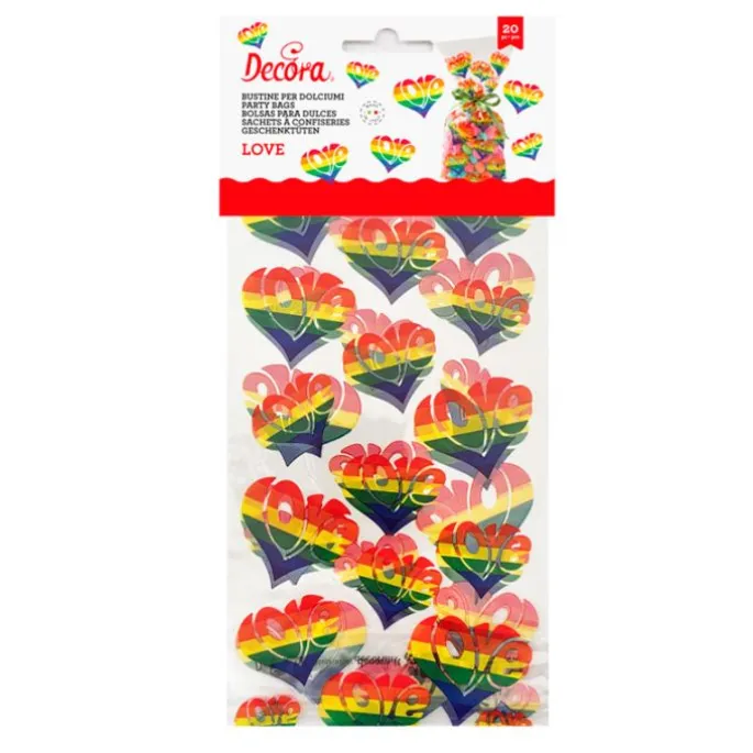 Bolsas para dulces y caramelos arcoíris love (20) - Decora