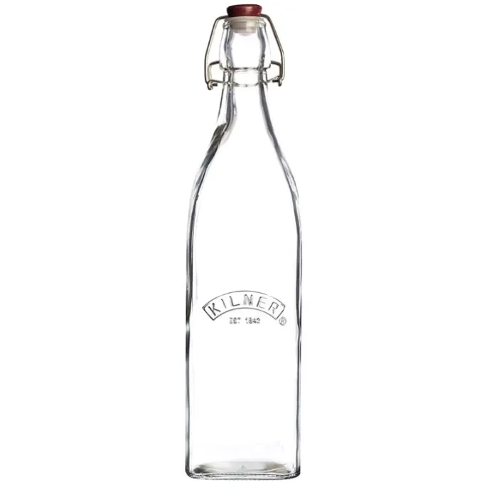 Botella de cristal cuadrada con cierre hermético 1 litro - Kilner