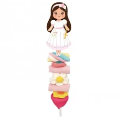 Brocheta de gominolas niña de Comunión morena