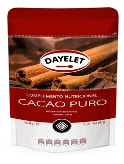 Cacao en polvo puro 100% 100 gr - Sin gluten - Dayelet