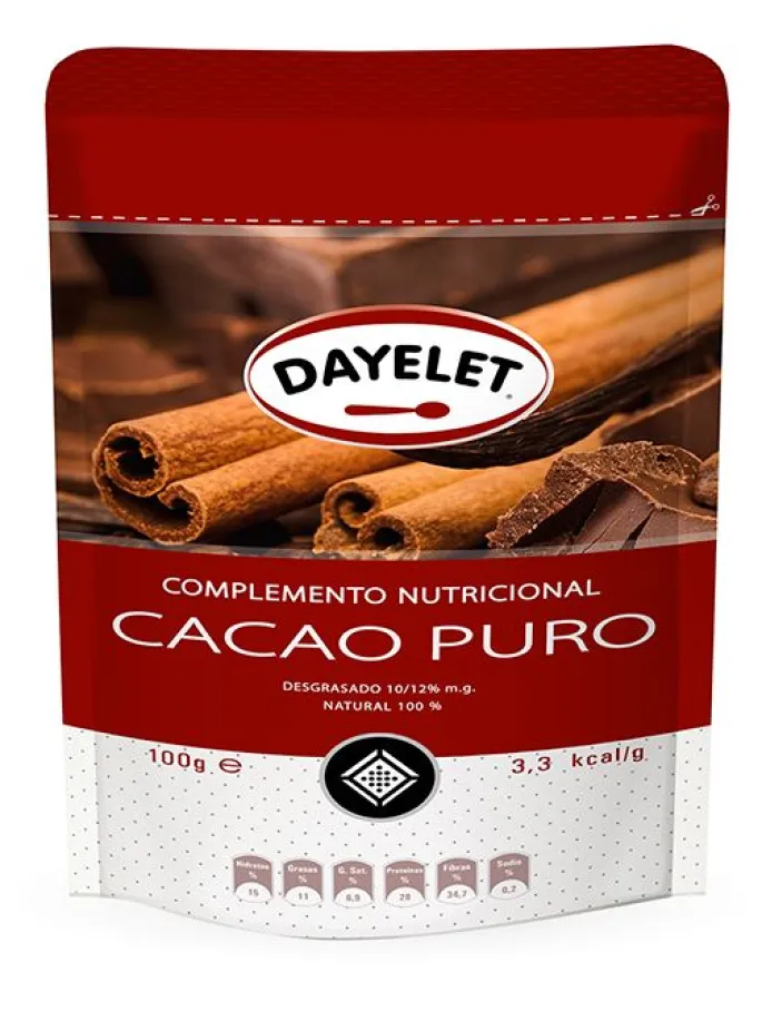 Cacao en polvo puro 100% 100 gr - Sin gluten - Dayelet