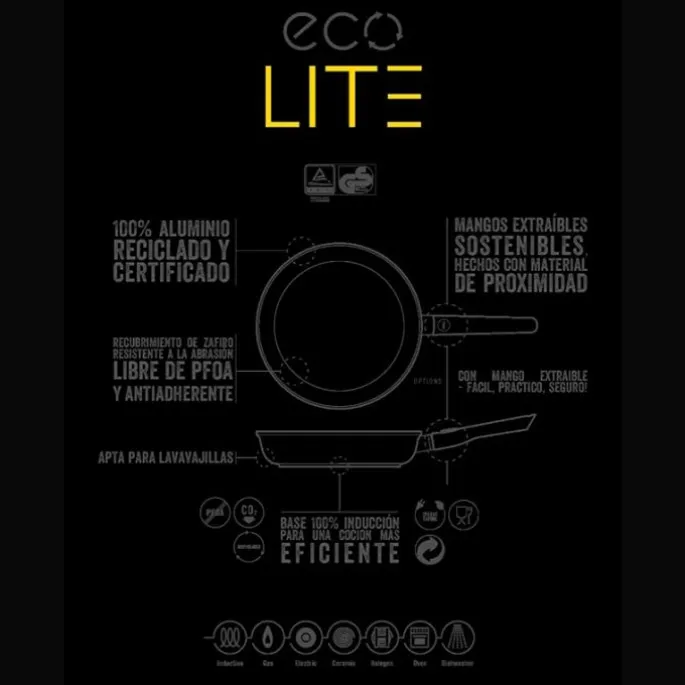 Cacerola antiadherente Saphir Eco Lite Inducción alta 20 cm - Aluminio fundido - Woll + REGALO cucharón
