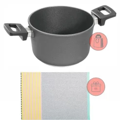 Cacerola antiadherente Titanium Nowo alta 28 cm - Aluminio fundido - Woll + REGALO paño