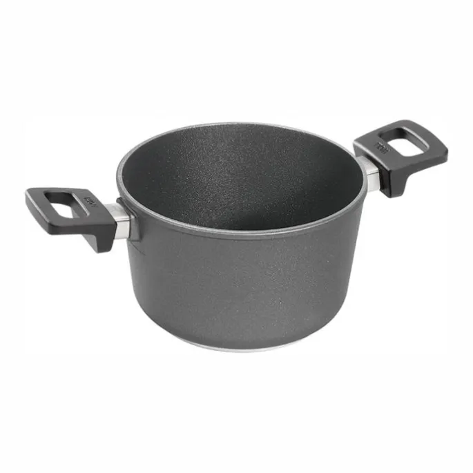 Cacerola antiadherente Titanium Nowo Inducción alta con tapa 24 cm - Aluminio fundido - Woll + REGALO paño