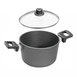 Cacerola antiadherente Titanium Nowo Inducción alta con tapa 24 cm - Aluminio fundido - Woll + REGALO paño