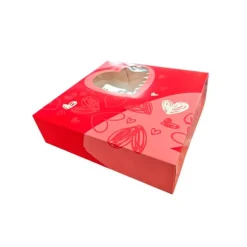 Caja corazones con ventana San Valentín 20 x 20 x 8 cm