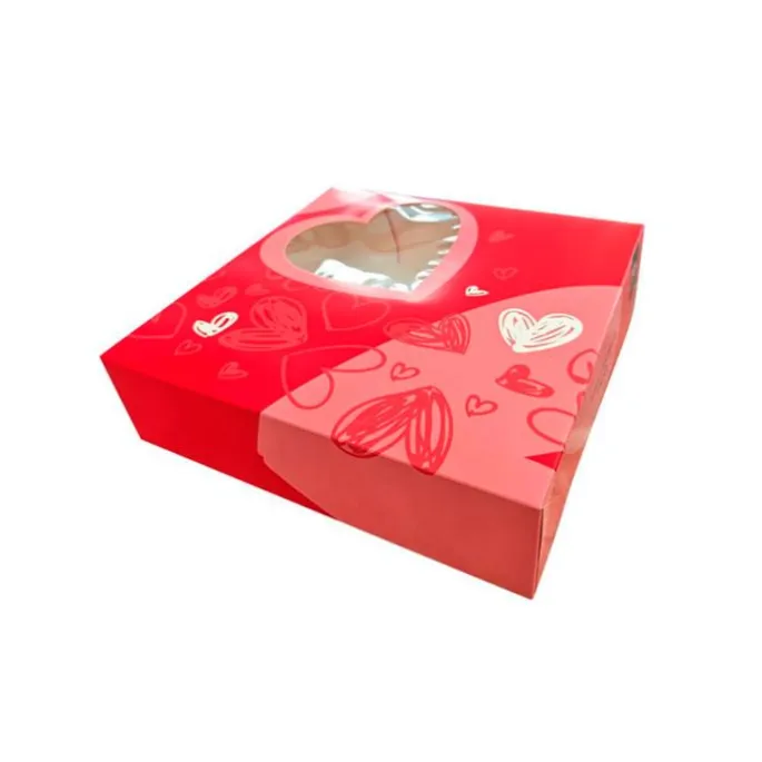 Caja corazones con ventana San Valentín 20 x 20 x 8 cm
