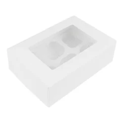 Caja 6 cupcakes blanca con ventana 24,3 x 16,5 x 7,3 cm