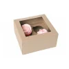 Caja 4 cupcakes kraft con ventana ECO-LINE 18 x 18 x 9 cm - House of Marie
