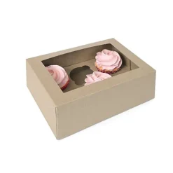 Caja 6 cupcakes kraft con ventana ECO-LINE 23 x 16,5 x 9 cm - House of Marie