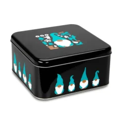 Caja de lata negra elfos de Navidad 16,5 x 16,5 x 8 cm - Städter