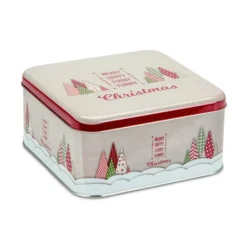 Caja de lata árboles de Navidad 16,5 x 16,5 x 8 cm - Städter
