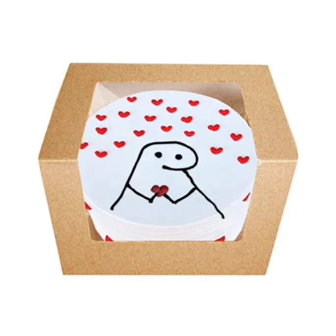 Caja kraft con ventana para mini tarta bento cake 12,5 x 10 cm - Pastkolor