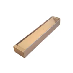 Caja para 6 bombones dorada con tapa transparente 26 cm