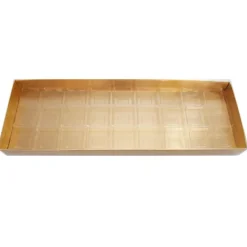 Caja para 27 bombones dorada con tapa y alveolos 36,5 cm