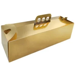 Caja para brazo de gitano y tronco de Navidad dorada metalizada 38 cm