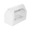 Caja para 2 cupcakes blanca con ventana y forma triangular 18,5 x 9 x 12 cm